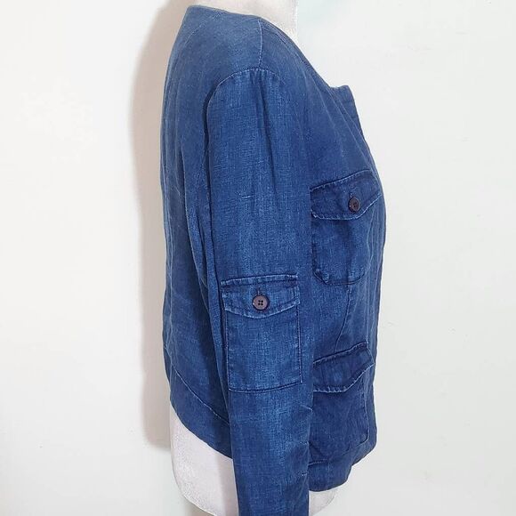 Day Birger et Mikkelsen Blue Chambray Distressed Linen Jacket Size Small 36 - Picture 6 of 11